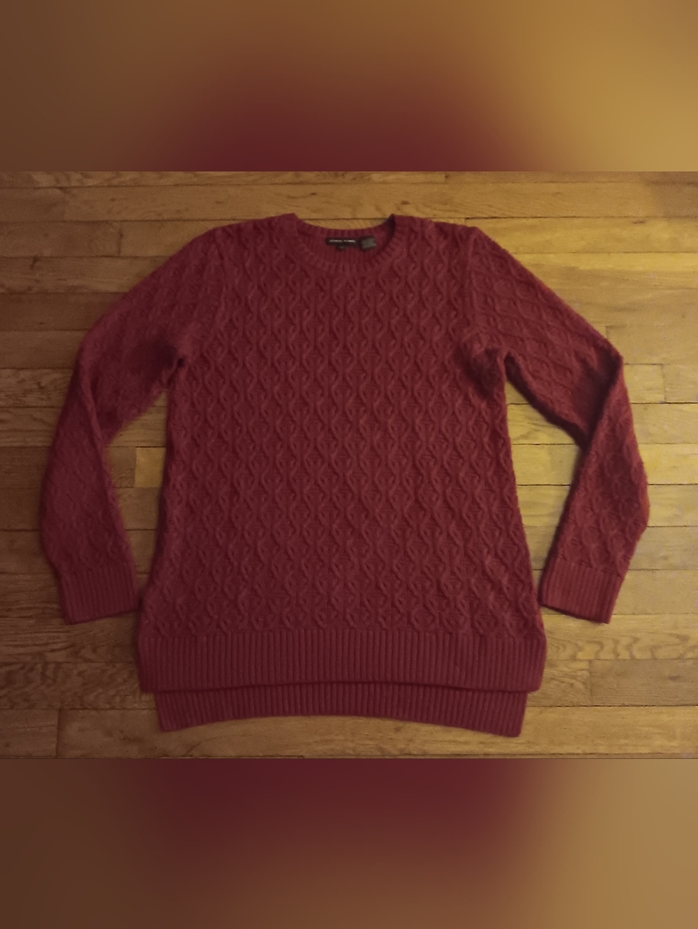 JEANNE PIERRE Burgundy Cable Knit Sweater